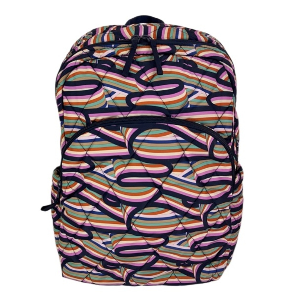 NWT Vera Bradley Large Capacity  MultiPocket Laptop Backpack Retro Ribbons